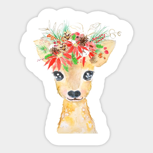 Christmas deer painting Sticker by colorandcolor